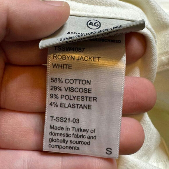 AG Jeans Robyn Denim Jacket All White Long Sleeve Size Small (Retail $215) - Picture 6 of 6